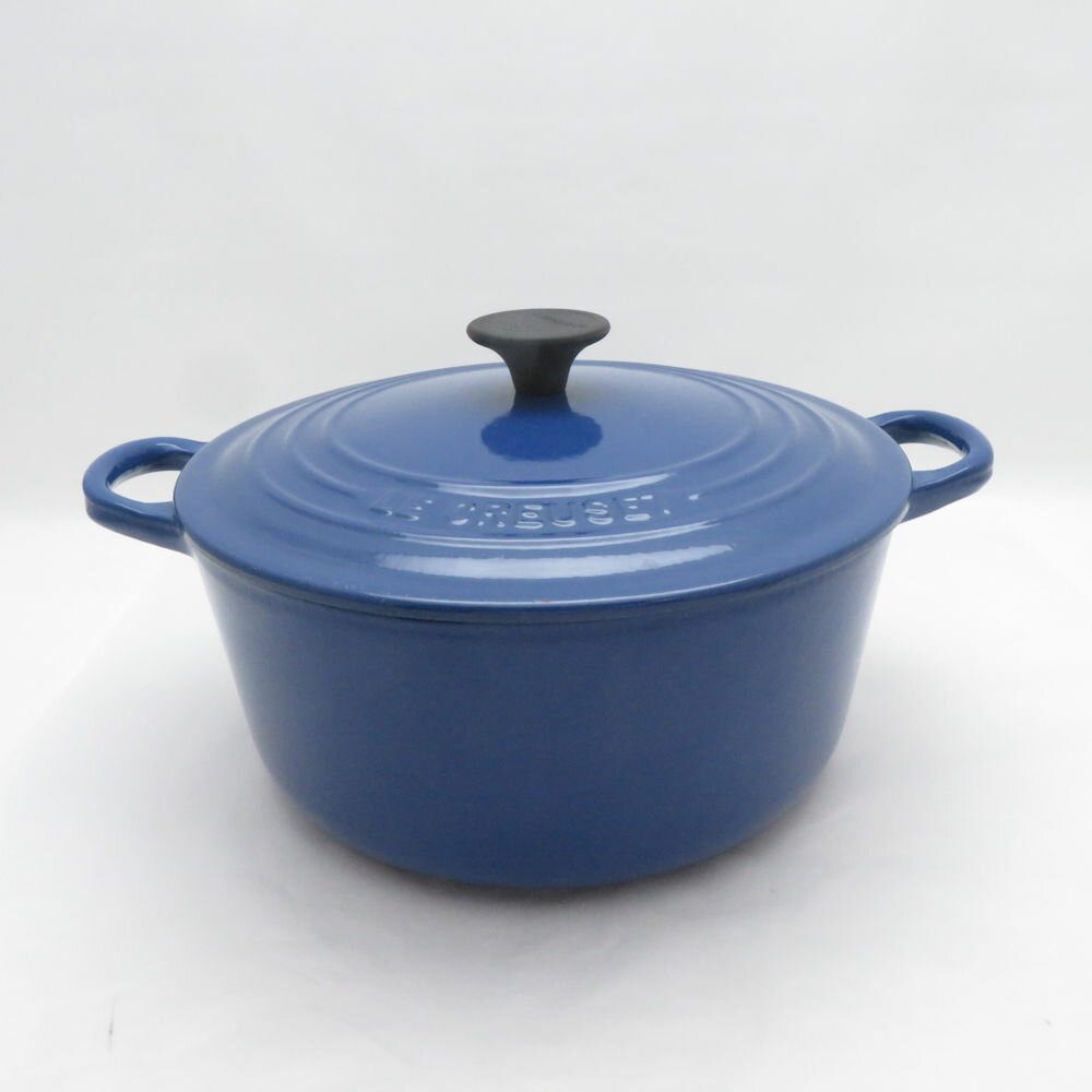 乐天商城 - 美品 Le Creuset ルクルーゼ ココットロンド 両手鍋 鋳物ホーロー 22cm 料理 調理器具 キッチン IH対応 SU14617Z 【中古】