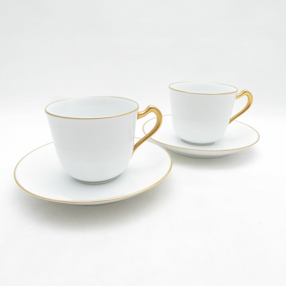 Rakuten - 美品 OKURA 大倉陶園 ゴールドライン リムシェープ コーヒーカップ＆ソーサー 2客 ペア SM5334R1 【中古】