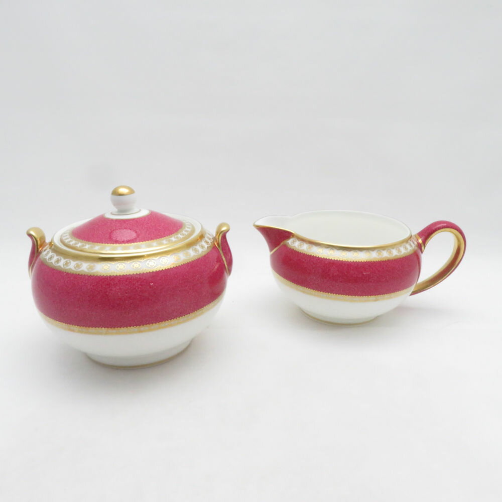 Rakuten - 美品 WEDGWOOD ウェッジウッド ユーランダーパウダールビー シュガー＆クリーマー 2点 セット ミルク ピッチャー 砂糖 黒壺 SM5364A2 【中古】