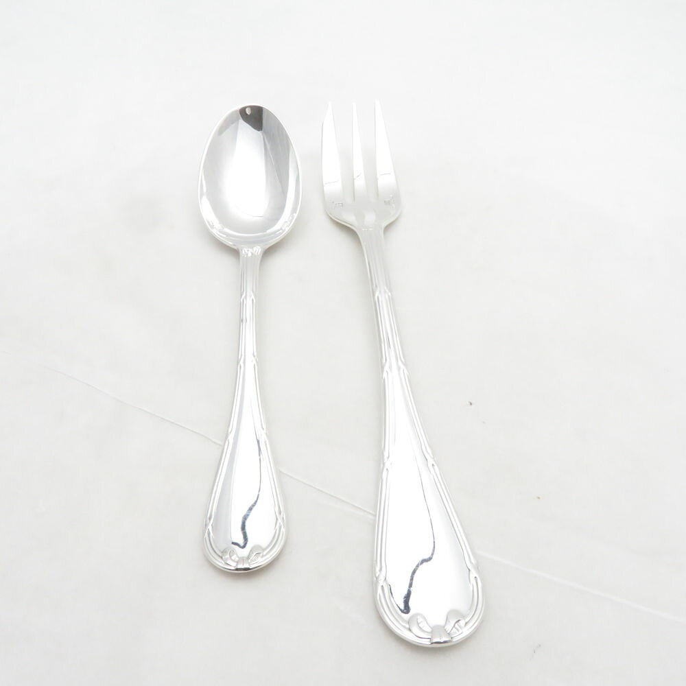 Christofle クリストフル リュバン ケーキフォーク＆コーヒースプーン 2点 銀メッキ セット 16/13.5cm カトラリー SC11246E2 