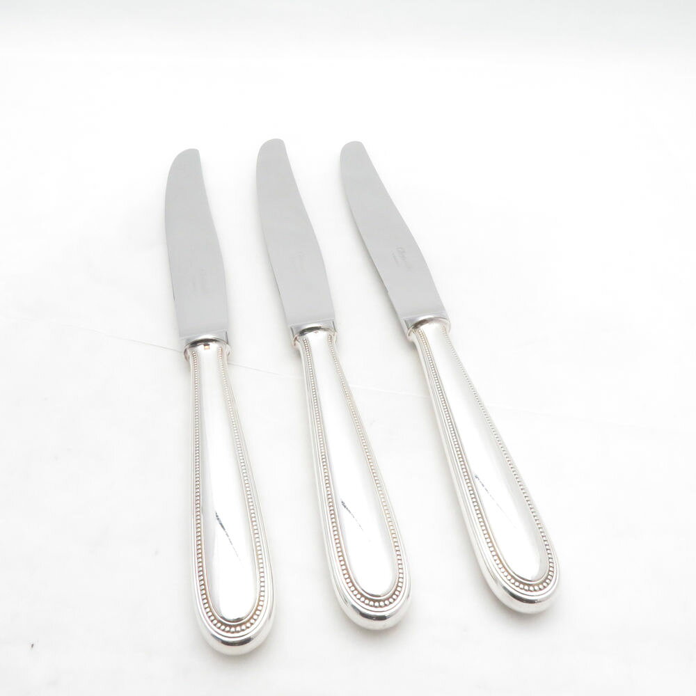 Christofle クリストフル パール テーブルナイフ 3点 銀メッキ セット 24.5cm カトラリー SC11250E2 