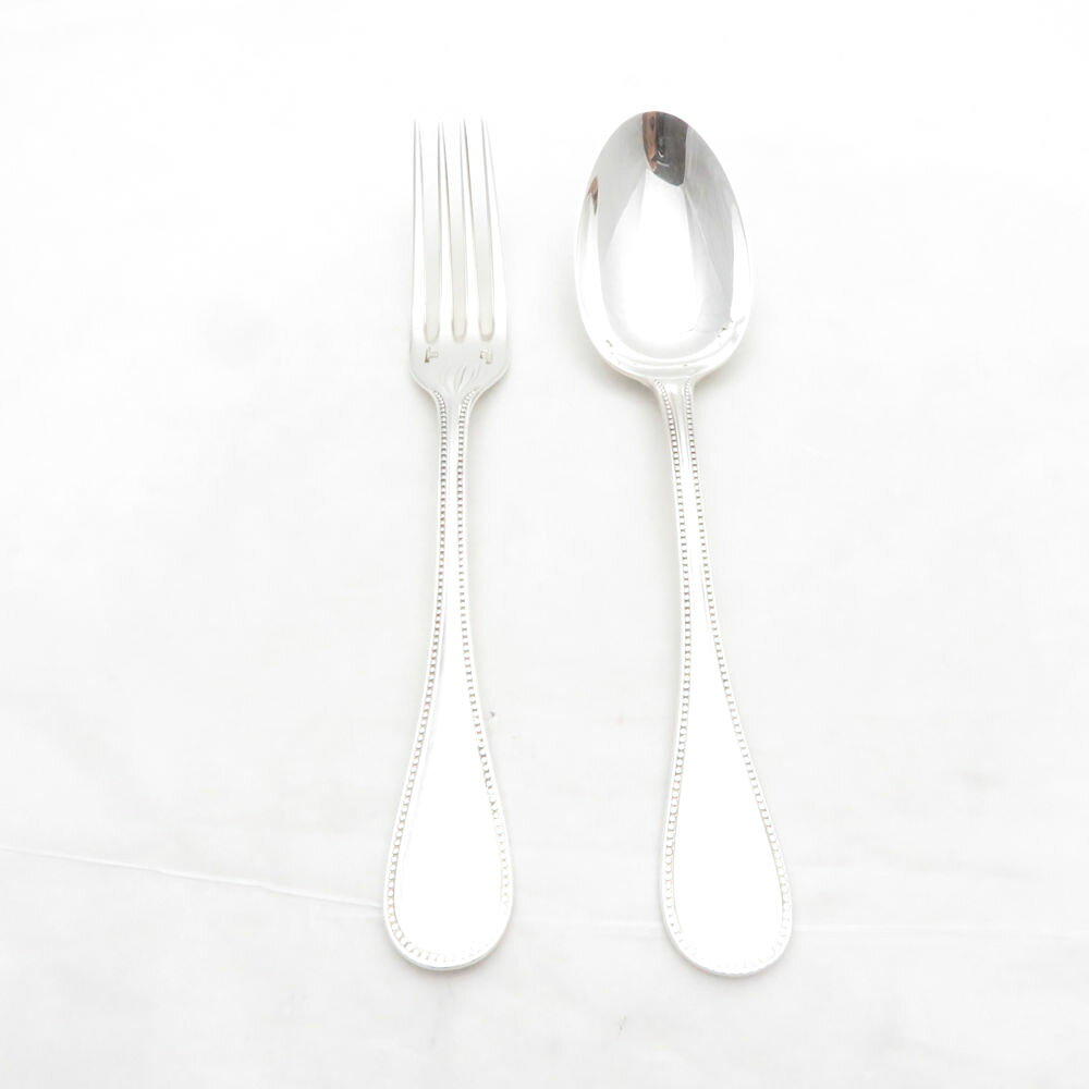 Christofle クリストフル パール デザートスプーン＆フォーク 2点 銀メッキ セット 17cm カトラリー SC11253E2 