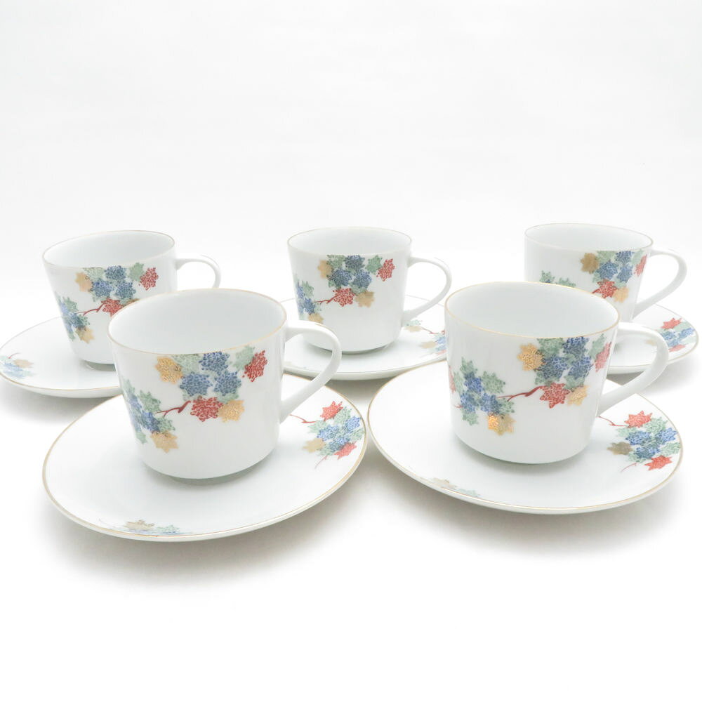 Fukagawa Seiji 深川製磁 カップ＆ソーサー 5客 セット 碗皿 紅葉 有田焼 和食器 SU14289F1 