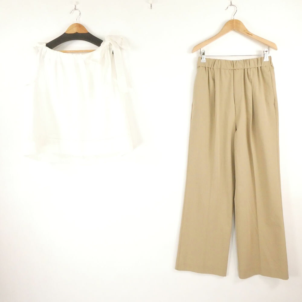 美品 Mila Owen ミラオーウェン ウォッシャブル肩リボンブラウス セミワイドパンツ SET UP セットアップ 0 セルロース コットン ノースリーブ レディース AN3677A86 【中古】 remove-store-10077576 reMOVE 楽天市場店 パッケージ画像