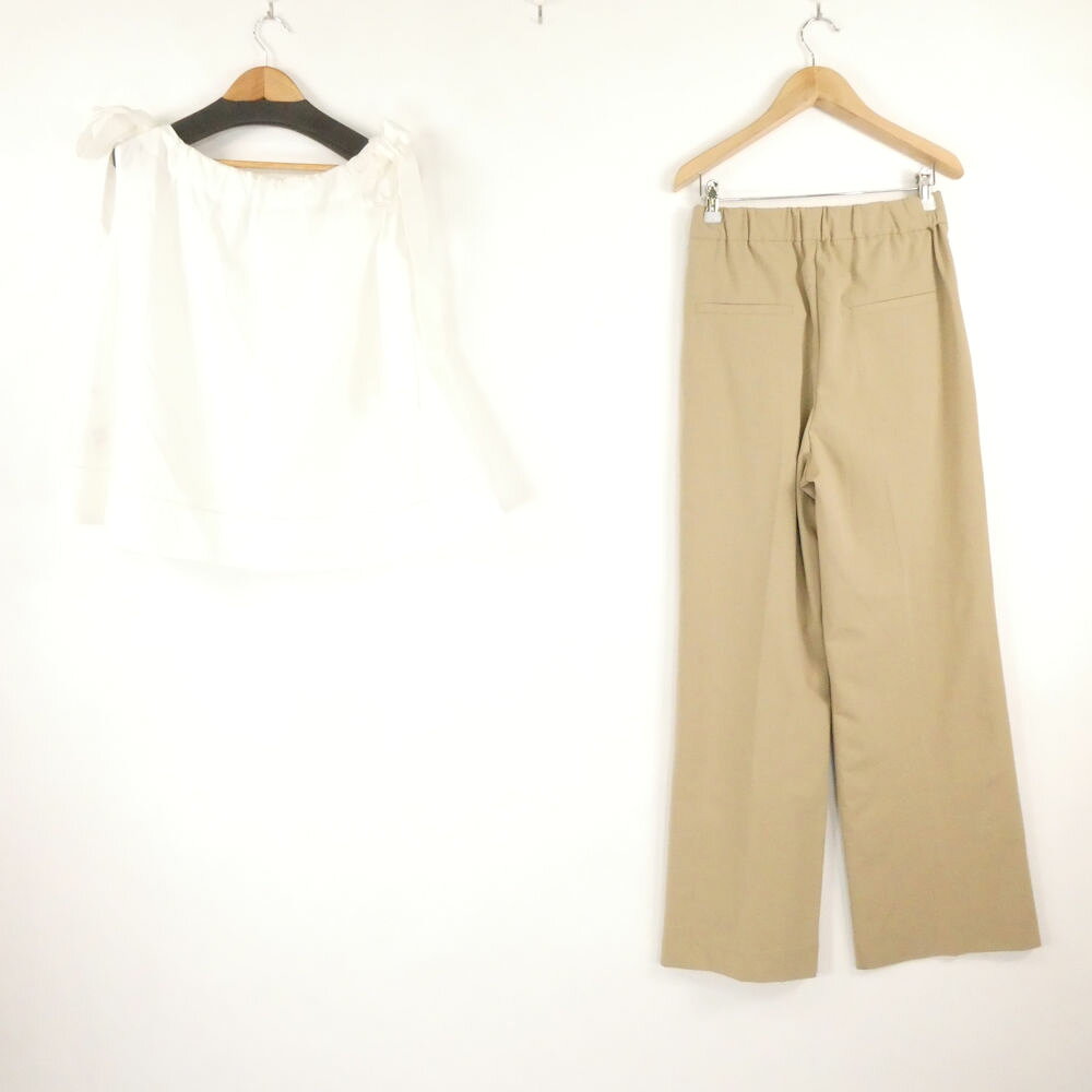 美品 Mila Owen ミラオーウェン ウォッシャブル肩リボンブラウス セミワイドパンツ SET UP セットアップ 0 セルロース コットン ノースリーブ レディース AN3677A86 【中古】 remove-store-10077576 reMOVE 楽天市場店 サンプル画像2