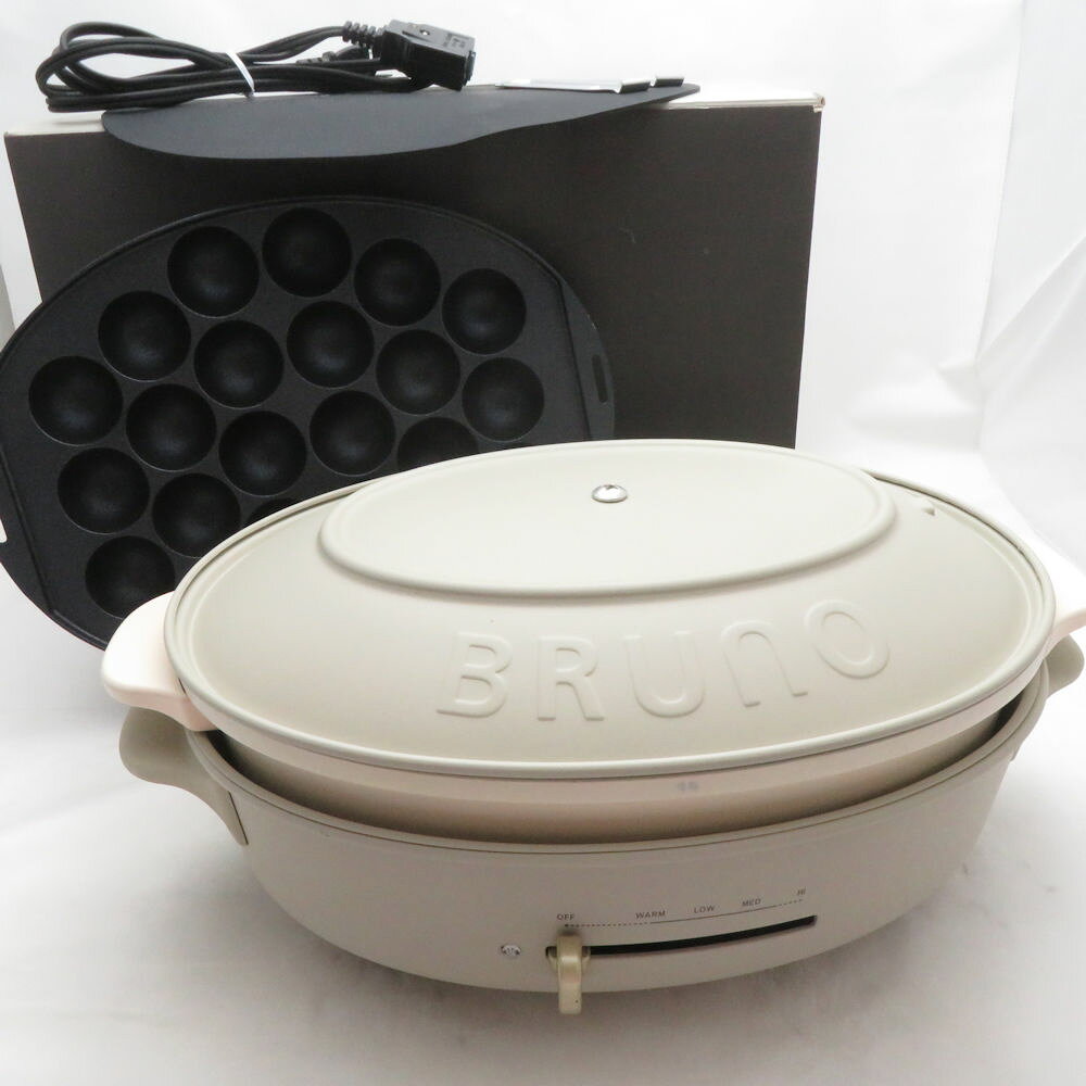 BRUNO ブルーノ BOE053 オーバルホットプレート グレージュ 鍋 たこ焼き SO3989Z 【中古】