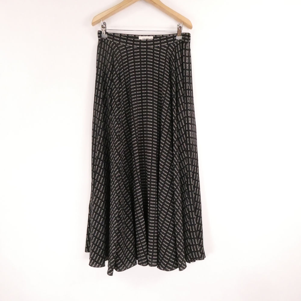 美品 CELINE セリーヌ 2J345843O スカート 40 シルク100％ ロング丈…