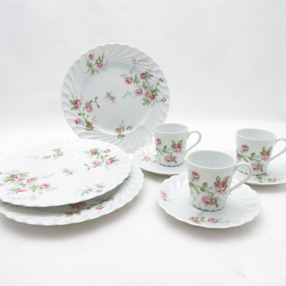 HAVILAND アビランド デミタスカップ＆ソーサー 中皿 6点 セット 19cmプレート ローズ リモージュ SM6138C1 【中古】