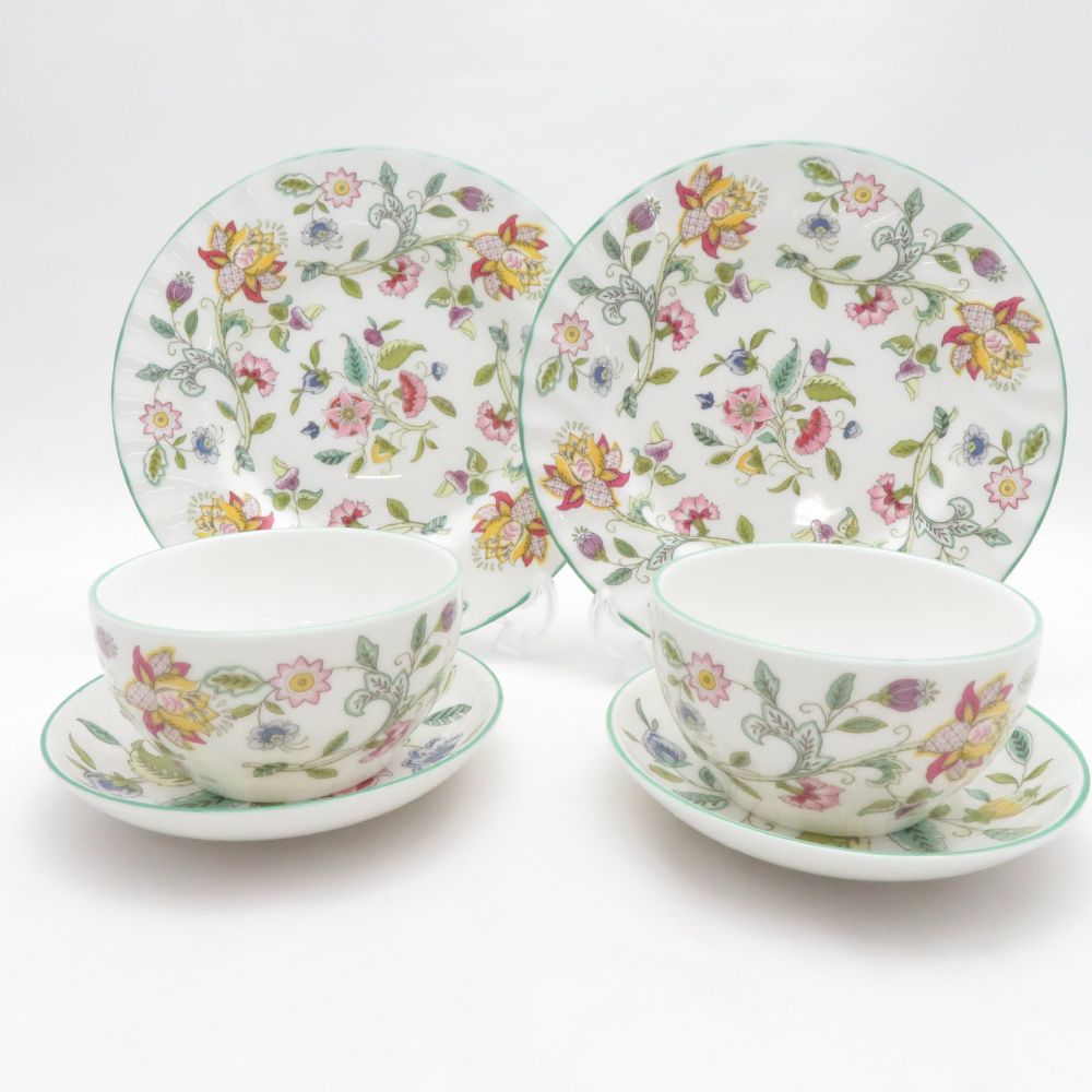 美品 MINTON ミントン ハドンホール ジャパニーズカップ＆ソーサー 中皿 4点 セット 湯呑み 16cmプレート SO4478K1 【中古】