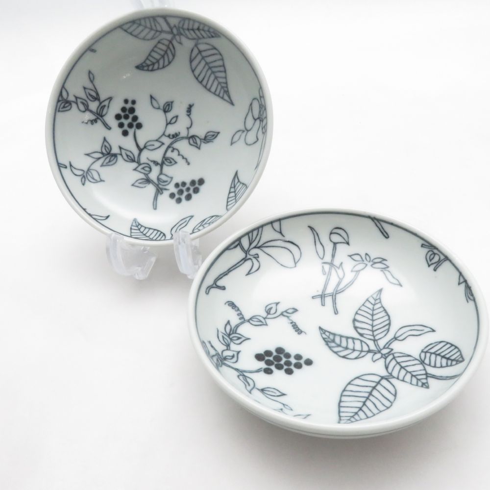 未使用 artek アルテック レフティ 印判小皿 2枚 ペア 三寸皿 9cmプレート 白岳窯 東屋 SO4661Q1 【中古】
