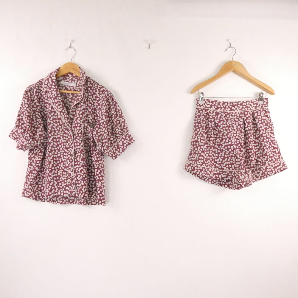 美品 Her Lip to ハーリップトゥ HLT2009066 cherry チェリー ルームウェア M ポリエステル100％ 上下セット パジャマ レディース AM9464A58 【中古】