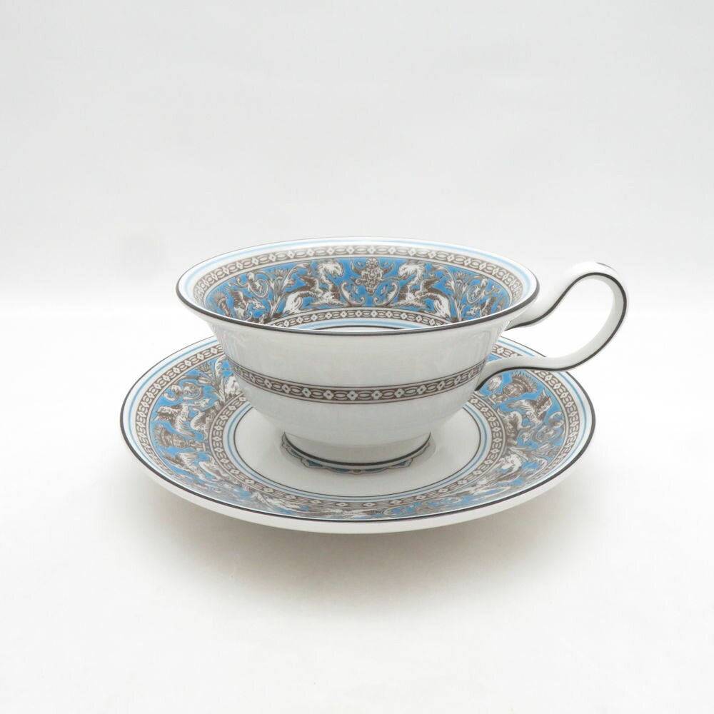 未使用 WEDGWOOD ウェッジウッド フロレンティーン ターコイズ ティーカップ＆ソーサー ピオニー 紅茶 SO4756E1 【中古】