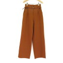 美品 eimy istoire エイミーイストワール 1119420029-0 ナローベルトストレートパンツ 1点 ブラウン S ポリエステル他 レディース A...