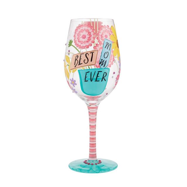 Lolita ワイングラスBest Mom Ever(史上最高のお母さん)ロリータ ハンドペイント グラス wine glass プレゼント おしゃれ ギフト キュート ポップ アメリカ セレブ愛用 ブランドEnesco社認定 日本正規総代理店 #6010659 1