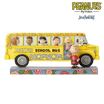 スヌーピー School Bus【PEANUTS JIM SHORE ピーナッツ ジムショア】 Snoopy チャーリーブラウン サリー ライナス ルーシー フランクリン ペパーミントパティ 木彫り風 インテリア ギフト プレゼントEnesco社認定 日本正規総代理店