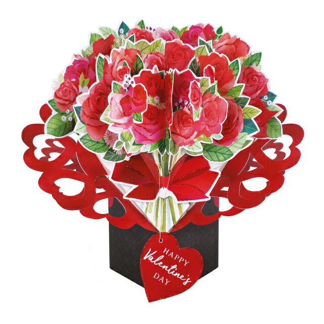 ポップアップカード ローズ ウィズ ハーツ オン フラップス【Second Nature】#VPOP050