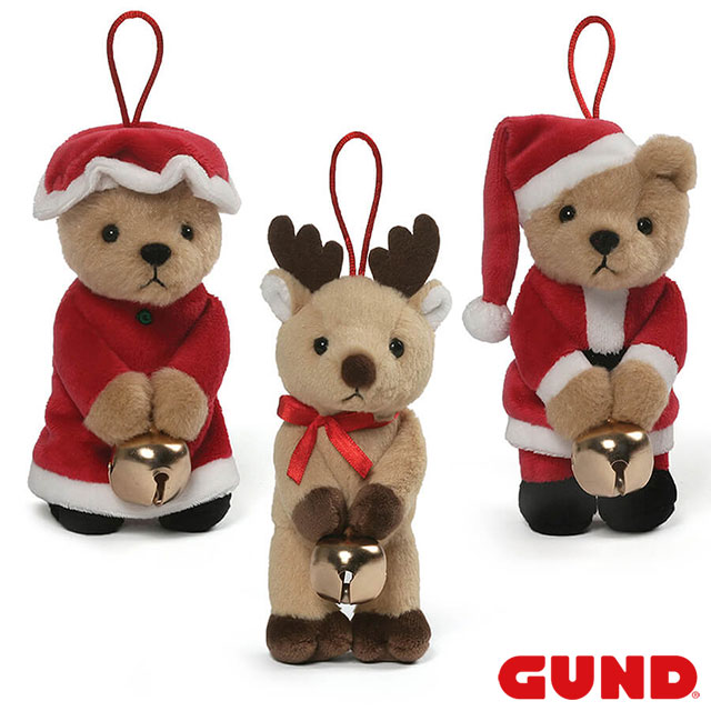 ジングルオーナメント 3個セット【GUND ガンド】クリスマス Xmas Christmas ぬいぐるみ 手触りふわふわ レインディア となかい トナカイ くま テディベア オーナメント 飾り インテリア 雑貨 クリスマスプレゼント GUND社認定 日本正規総代理店 #4061082 #6051880