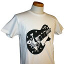 ワンピース_ロック_ギター_フランキー_海賊旗_メンズ半袖Tシャツ【ホワイト】_CTE-1443