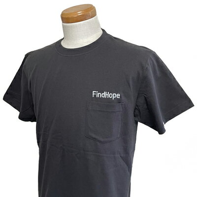 Rakuten - FindHope(ファインドホープ)_男女兼用_ポケット付き_半袖Tシャツ_ロゴ刺繍【スミ】_FH004