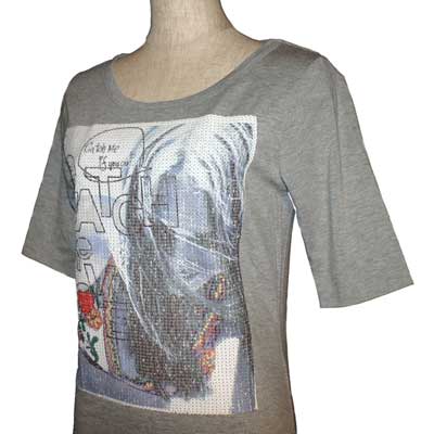 Rakuten - OCEAN PACIFIC（オーシャンパシフィック）_レディース_スパンコール_5分袖Tシャツ【グレー(MGY)】_520078