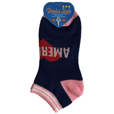 Denim Style Socks_女児_デニム_スタイル_ソックス_AMERICA【ピンク】(Size_16-22cm)