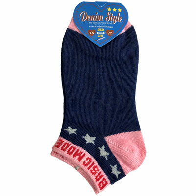 Denim Style Socks_女児_デニム_スタイル_ソックス_BASIC MODE【ピンク】(Size_16-22cm)