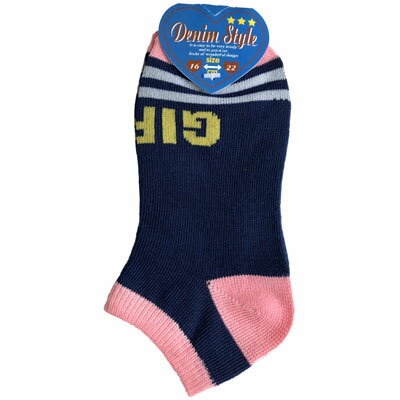 Denim Style Socks_女児_デニム_スタイル_ソックス_GIRLY【ピンク】(Size_16-22cm)