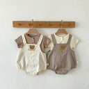 【本日ポイント2倍!】 子供服 セットアップ オーバーオール ベビー服 女の子 ホワイト ブラウン オシャレ かわいい ベビー キッズ 66 73 80 90 ...