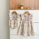 【 子供服 2点で15%OFF】 新作 子供服 女の子 夏服 ロンパース ワンピース 姉妹コーデ 可愛い お祝い ベビーフォト 66cm 73cm 80cm 90cm 100cm 110cm 120cm 130cm キッズ ナチュラル おしゃれ 写真撮影 結婚式 花柄