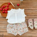 【ポイント5倍!】 【 子供服 2点で15%OFF】 子供服 春物 夏物 セットアップ 半袖 ノースリーブ 花柄 レース 70cm 80cm 90cm 100cm 春 夏 ユニセックス 韓国子供服 かわいい おしゃれ 普段着 カジュアル おでかけ 姉妹コーデ