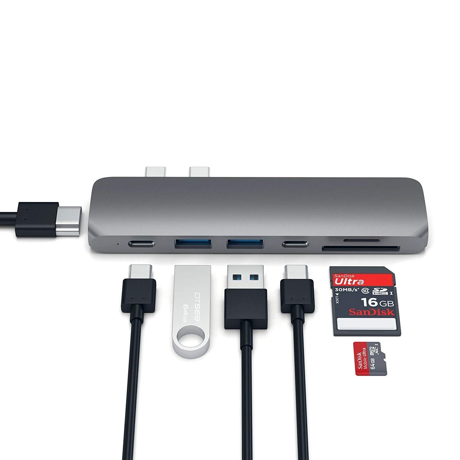 Satechi Type-C ߥ˥ Proϥ 7-in-2 (ڡ쥤) ¿ǽUSB-Cݡ 40Gbs PD, 4K ...