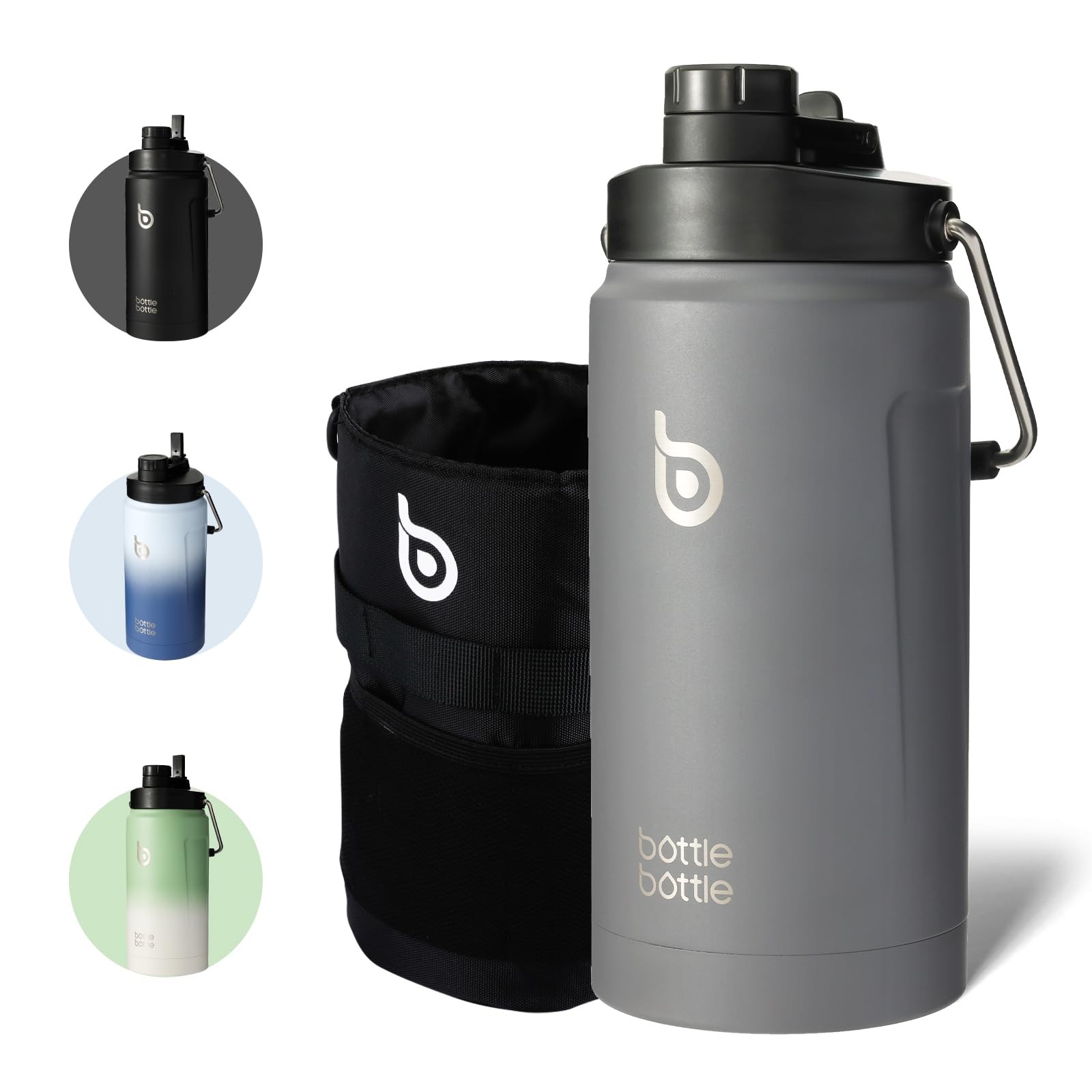 楽天RENEWBOTTLE BOTTLE 水筒 2リットル ジャグ 2000ml 注ぎ飲み ストロー飲み 広い口径 洗いやすい 大容量 水分補給 カバー付き ステンレスボトル 保温保冷 男の子 女の子 大人 子供 部活 アウトドア スポーツ グレー dark gray