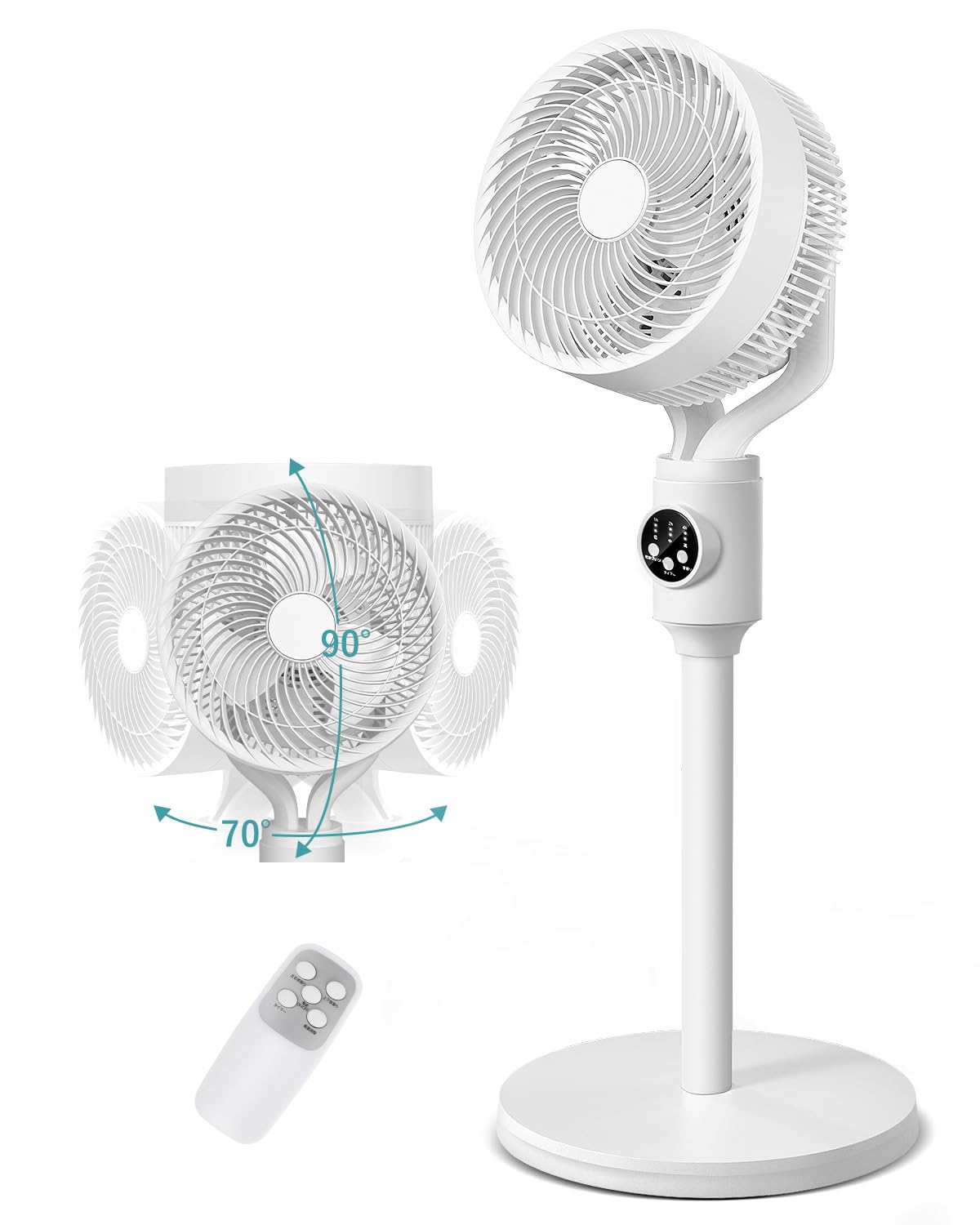 楽天RENEW扇風機 サーキュレーター【2024節電対策&3D自動首振り】リビング 扇風機 DCモーター 卓上 風量6段階調節 3段階高さ調節 静音 アロマ対応 360度首振り 省エネ 卓上＆床置き両用 リモコン付き タイマー付き 60Sパネル自動消灯 暑さ対策 換気/
