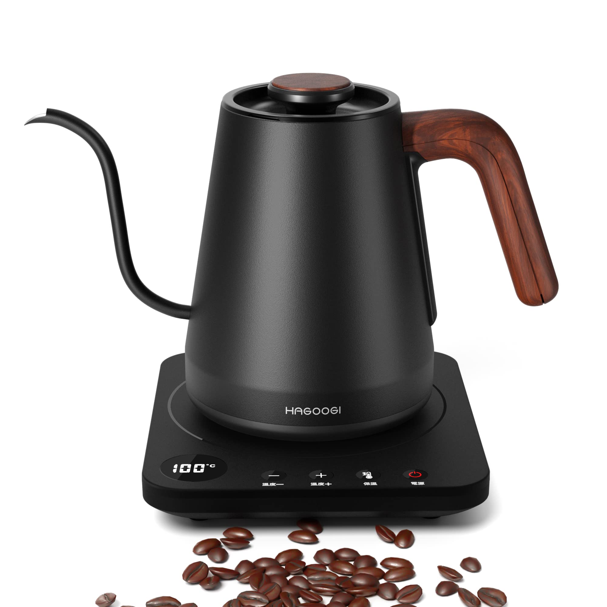 電気ケトル コーヒー HAGOOGI (ハゴオギ) ドリップケトル 1.0L 1200W コーヒーポット 温度調節 (1℃単位)/保温機能/空焚き防止/通知音オ...