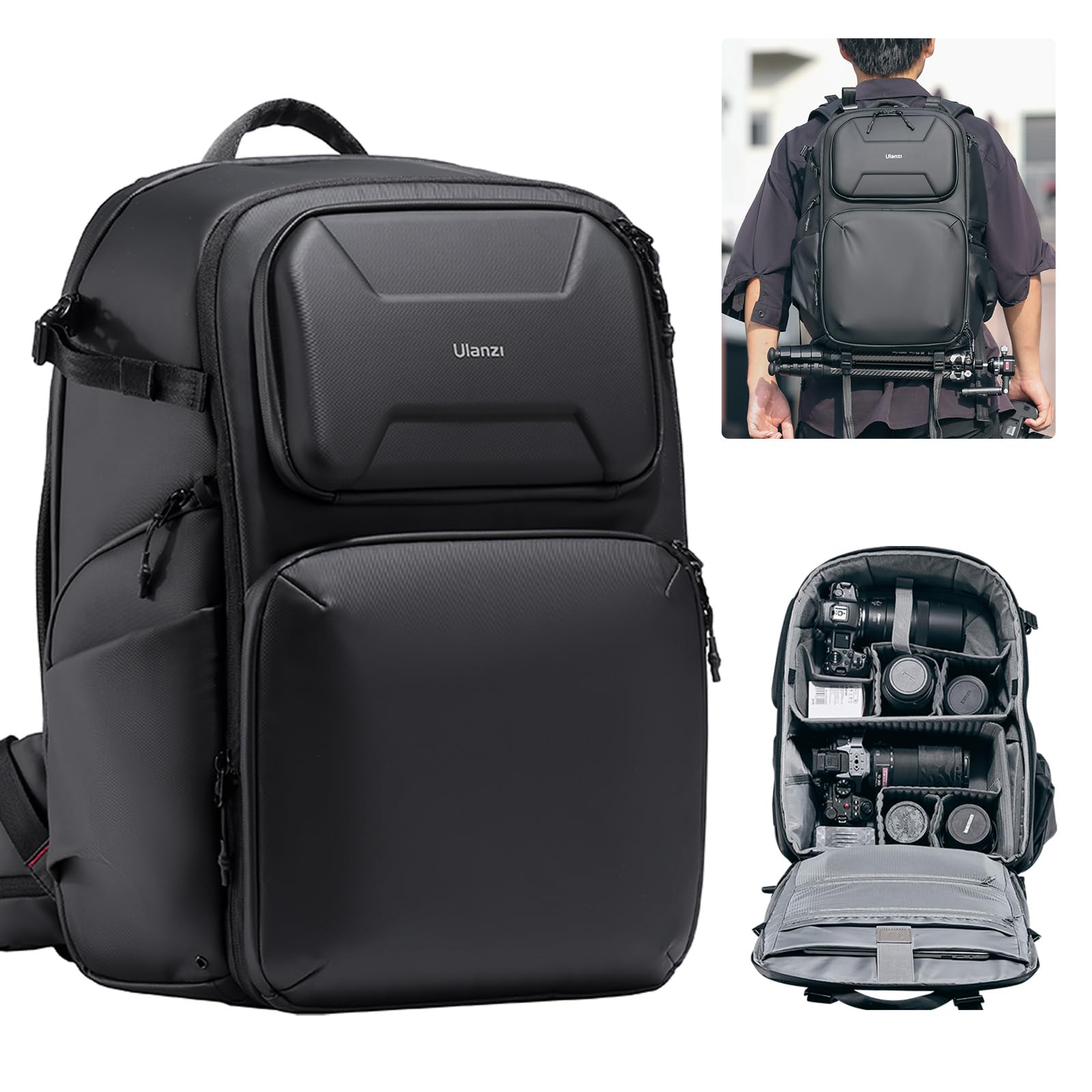 楽天RENEW[VIJIM] Ulanzi BP10 カメラバッグ バックパック リュック 大容量 25L+10L サイドアクセス ハードカバー付き 一眼レフカメラ 三脚 小物収納 仕切り調整可能 撥水加工 盗難防止 撮影用バッグ 旅行 撮影 登り アウトドアに適用 ブ