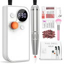 Saviland 電動ネイルマシン30000RPM 充電式ネイルドリル アクリルネイル用 プロフェッショナルコードレス電動ネイルファイル 12個のネイルドリルビット付き マニキュアペディキュアキット ホワイト…