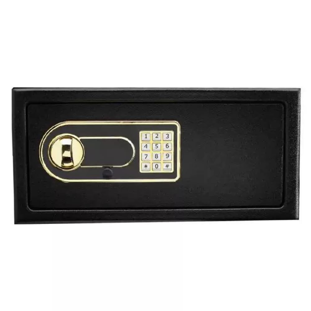 金庫 家庭用 小型 防犯金庫 A4書類横収納可能 19L 鍵&緊急電池ボックス付 テンキー式 床・壁に固定可能..