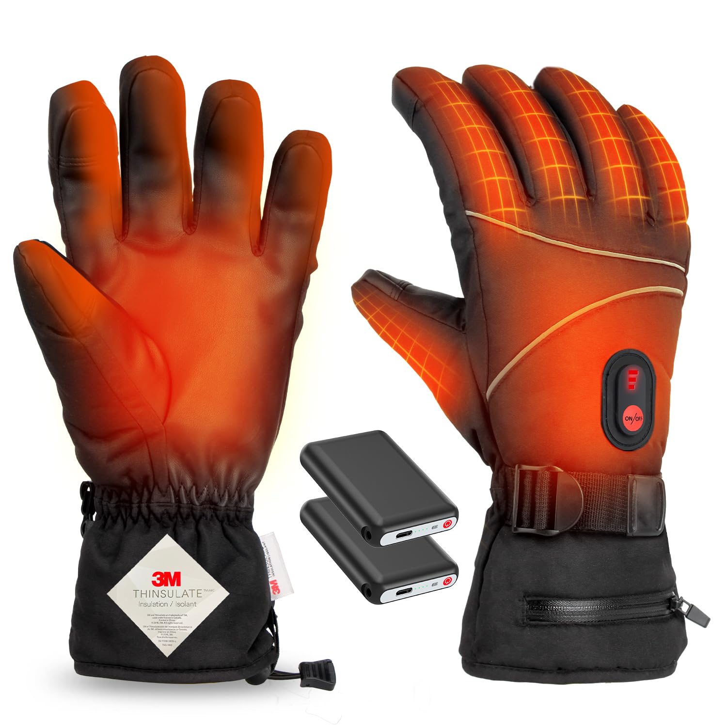 電熱グローブ 電熱手袋 【2025年新登場 16000mAhバッテリー付き】 ヒーター手袋 65℃最高温度 バイク用 3Mシンサレート DC給電 防寒グローブ ...