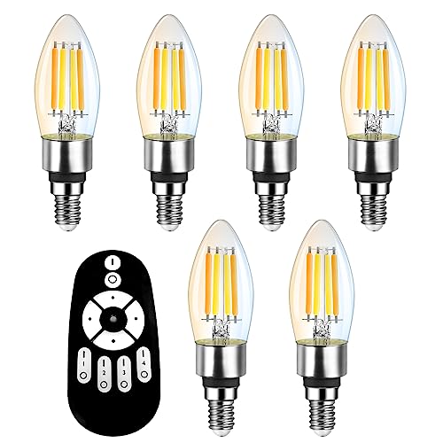 ANWIO シャンデリア電球 6個入り B11 E12口金 600lm 消費電力4.5W（50W形相当） リモコン付き 燭台電球..