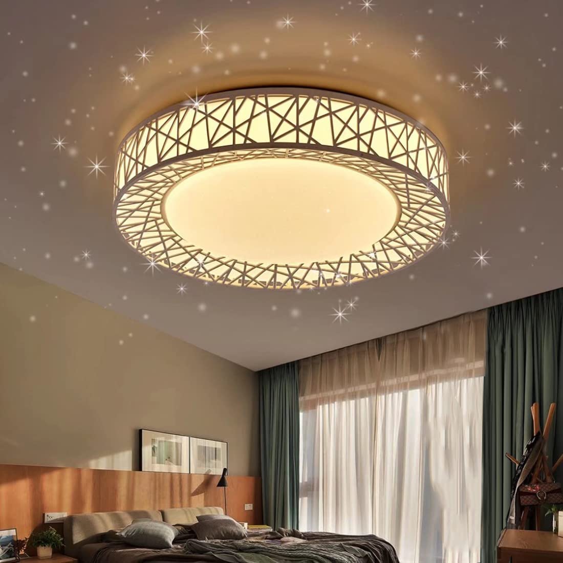 LED シーリングライト 星空効果 45W 8-10畳 無段階調光調色タイプ 常夜灯 モード メモリ機能 照明器具 ..