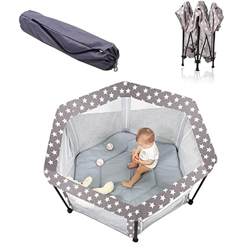 [ZOOBLY]ベビーサークル 折りたたみ 簡単収納 洗濯機入れ ベビーサークル メッシュ 六角形 組立不要 ベビーフェンス コンパクト 洗える プレイヤード 新生児プレゼント ベビーゲート 持ち運び便利 出産祝い