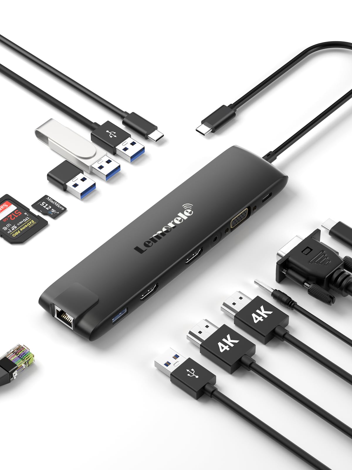 ドッキングステーション MST Hdmi 2つ USB C ハブ 13-IN-1 Lemorele USB C ハブMST デュアル HDMI 拡張..