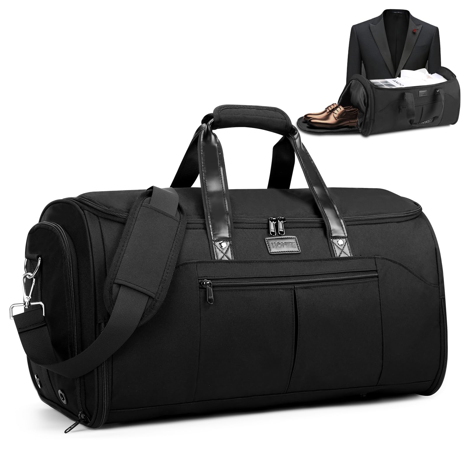 [HOMIEE] ガーメントバッグ 乾湿分離 スーツ収納/靴収納 メンズ/レディース ビジネスバッグ ボストンバッグ 45L 大容量 3WAY スーツバッグ 機内持ち込み 型くずれ防止 3泊4泊 シューズ 折り畳み 出張/旅行など