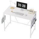 YeTom パソコンデスク pc 幅100*奥行48cm つくえ シンプル 収納袋付き勉強机 フック付き学習机 オフィス モニターアーム取付対応 組立簡単 在宅 テレワーク 白い