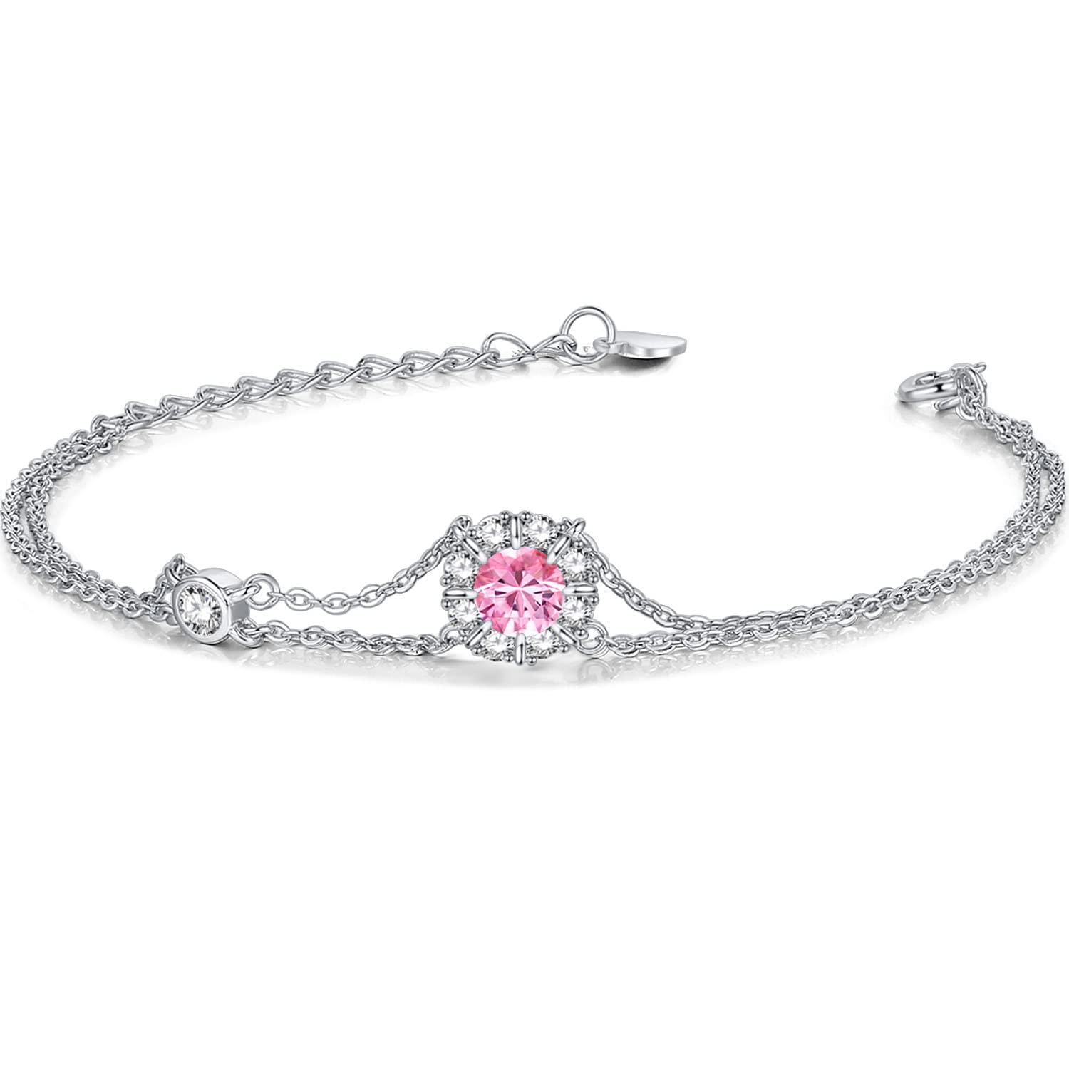 ブレスレット レディース トルマリン 10月 誕生石 2連 お花 シルバー ホワイトデー お返し 女性 アクセサリー 母の日 誕生日 クリスマス プレゼント ギ...