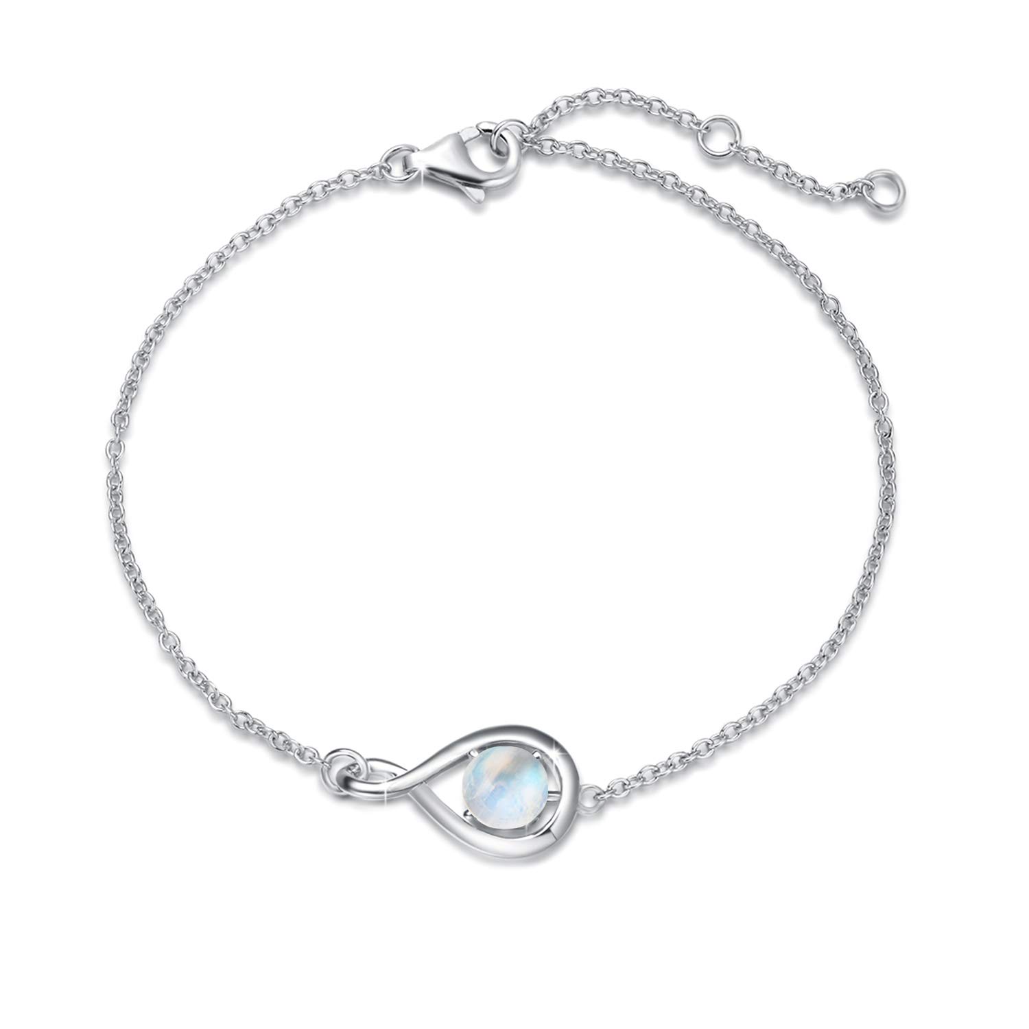 Agvana ブレスレット レディース 天然石 ムーンストーン 6月 誕生石 プラチナメッキ シルバー925 ホワイトデー お返し アクセサリー 誕生日 記念日...