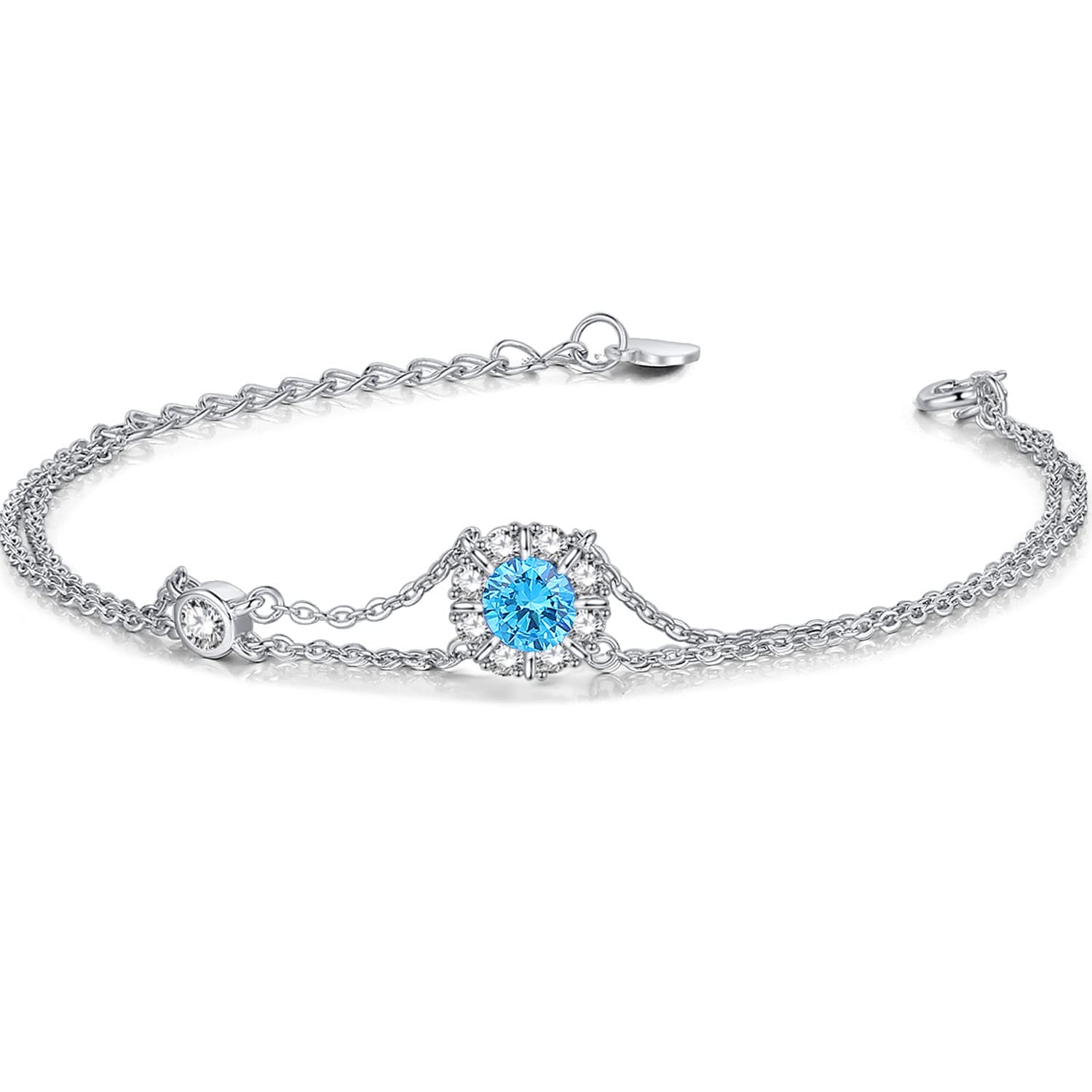 ブレスレット レディース 天然石 トパーズ 11月 誕生石 2連 お花 シルバー ホワイトデー お返し 誕生日 母の日 クリスマス プレゼント ギフトラッピング...