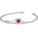 ブレスレット レディース ルビー 7月 誕生石 2連 お花 シルバーブレスレット 女性 アクセサリー プラチナメッキ 誕生日 クリスマス ホワイトデー プレゼン...