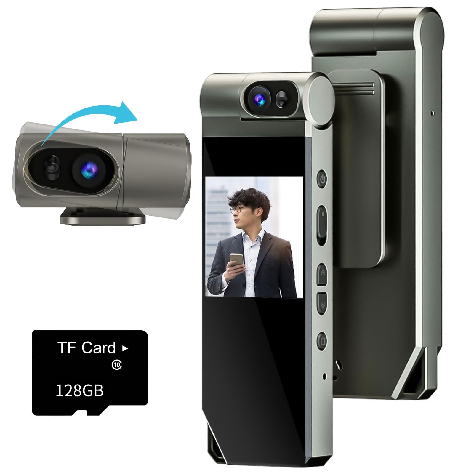 【128Gmicro SDカード付属・プロ仕様の小型ウェアラブルカメラ】 Hosiakly 小型カメ ...