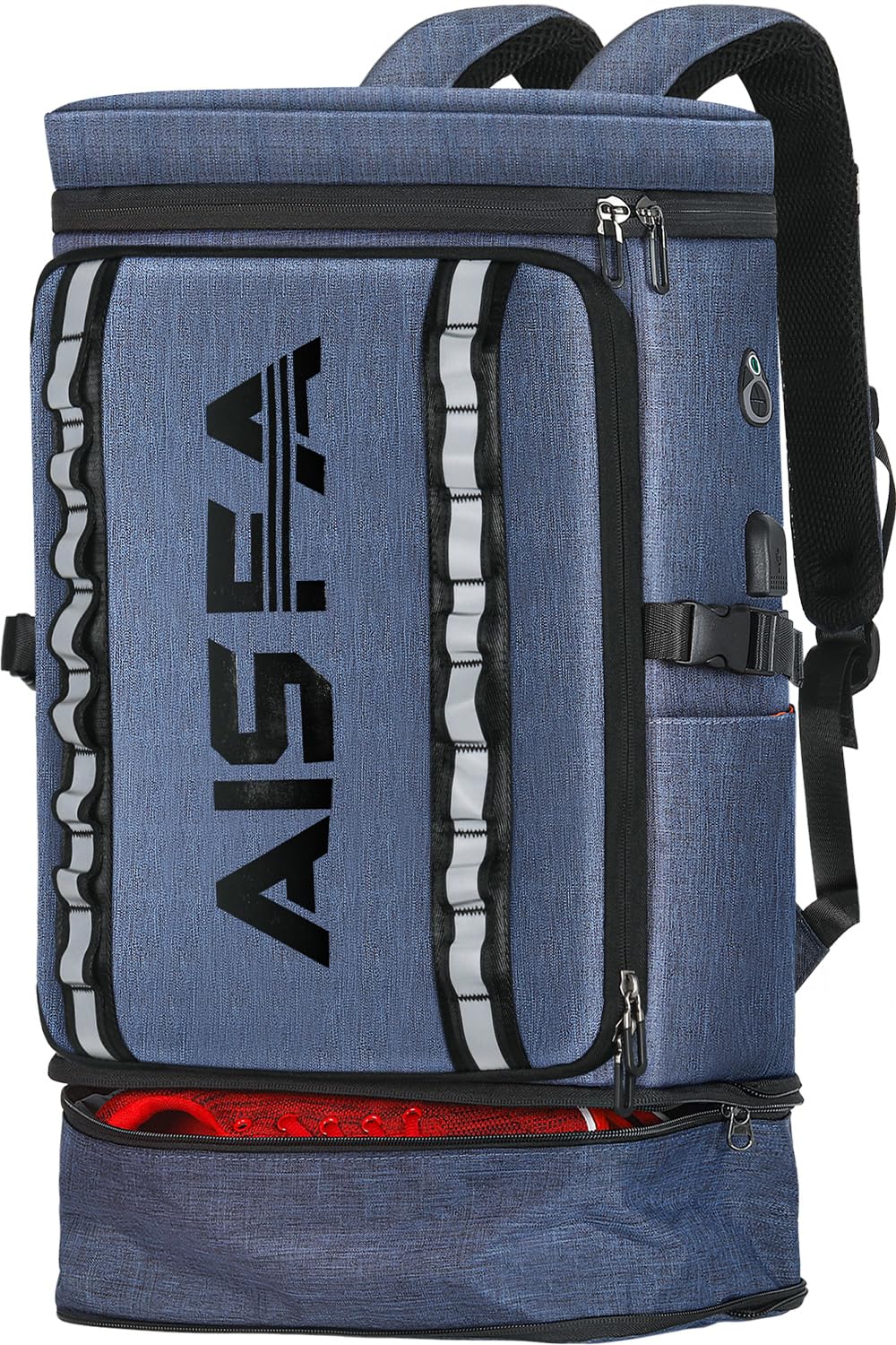 楽天RENEW[AISFA] リュック メンズ リュックサック スクエア 山登バックパック 30L防水 17インチ PC ビジネス ラップトップバック USB充電ポート付き アウトドア山登 旅行 （ブルー）